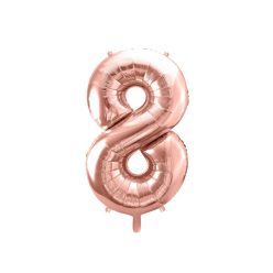 PartyDeco fólia szám lufi, 8, rose gold, 86 cm