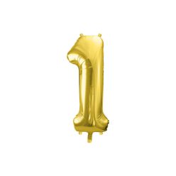 PartyDeco fólia szám lufi, 1, világos arany, 72 cm