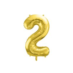 PartyDeco fólia szám lufi, 2, világos arany, 72 cm