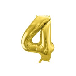 PartyDeco fólia szám lufi, 4, világos arany, 72 cm