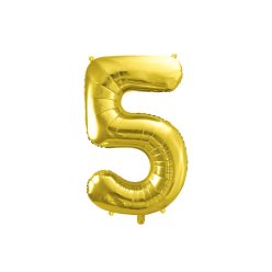 PartyDeco fólia szám lufi, 5, világos arany, 72 cm