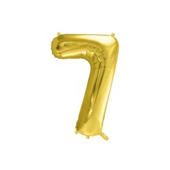 PartyDeco fólia szám lufi, 7, világos arany, 72 cm