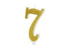 PartyDeco születésnapi glitter gyertya, 7, arany, 10cm