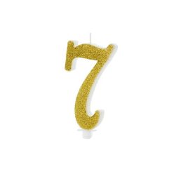 PartyDeco születésnapi glitter gyertya, 7, arany, 10cm